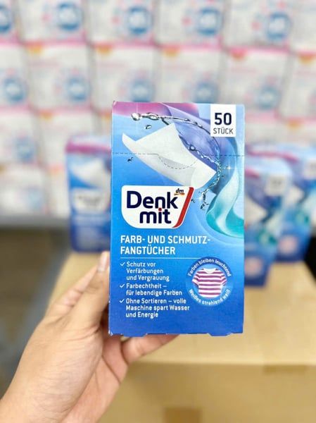 Giấy chống phai màu denkmit 50 tờ - giặt chung màu, hạn chế lem màu