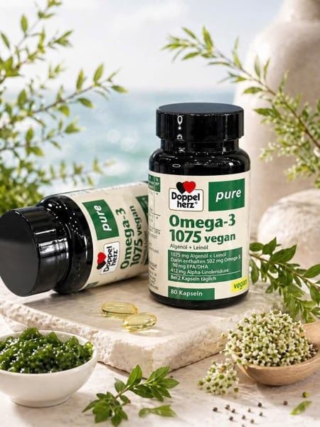 Viên uống Doppelherz Pure Omega-3 1075 Vegan – Omega 3 thuần chay từ tảo, tốt cho tim mạch & não bộ