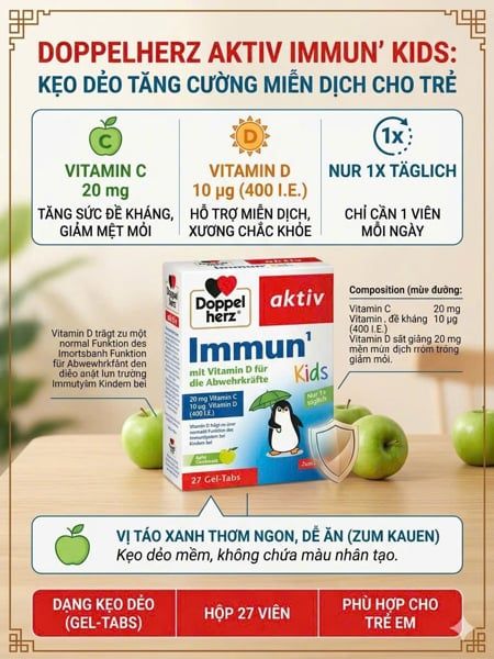 Doppelherz Aktiv Immun Kids - Kẹo Dẻo Tăng Cường Miễn Dịch Cho Trẻ