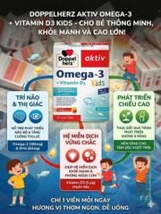 Viên nhai Omega-3 + Vitamin D3 Kids Doppelherz - Bổ sung DHA và D3 cho trẻ em - hộp 27 viên