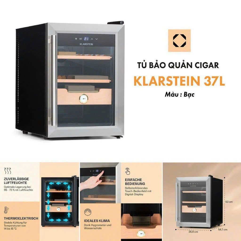 Tủ bảo quản Cigar Klarstein 37l