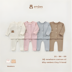 Bộ newborn cotton nỉ dày tiny friend 25B609 Embes