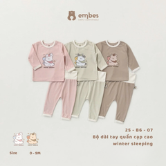 Bộ dài tay quần cạp cao winter sleeping 25B607 Embes