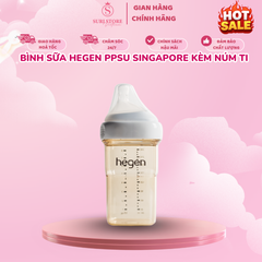 Bình sữa Hegen PPSU Singapore kèm núm ti size M (3-6M)