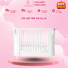 Cũi gỗ trẻ em Ellie - Trắng - 130*100*80cm