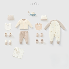 Nous Combo đi sinh 16 món nâu be họa tiết mèo vũ trụ - NB