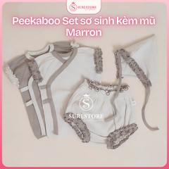 Peekaboo Set sơ sinh kèm mũ Marron