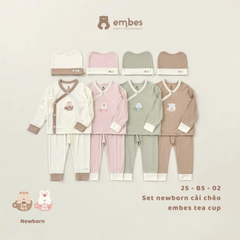 Set newborn cài chéo tea cup 25B502 Embes