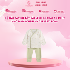 Bộ dài tay có tất cài lệch bé trai áo in HT nhỏ Mamacheri VN 21F25STLB004J