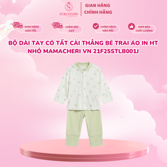 Bộ dài tay có tất cài thẳng bé trai áo in HT nhỏ Mamacheri VN 21F25STLB001J