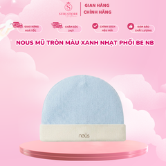 Mũ Tròn Nous Màu Xanh Nhạt Phối Be - Size NB (Sơ Sinh)
