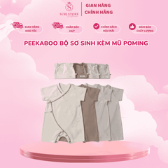 Peekaboo Bộ sơ sinh kèm mũ Poming - Set Đồ Sơ Sinh Hàn Quốc Cao Cấp Cho Bé