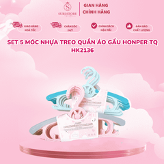 Set 5 móc nhựa treo quần áo gấu Honper TQ HK2136