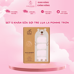 Set 5 khăn sữa sợi tre lụa La Pomme trơn