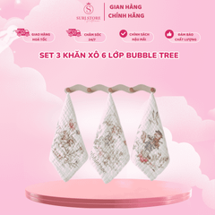 Set 3 khăn xô 6 lớp Bubble Tree 30*30cm - Dày Dặn, Thấm Hút, Chăm Sóc Làn Da Bé