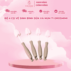 Bộ 4 cọ vệ sinh bình sữa và núm ti Grosmimi - Sạch Sâu, Kháng Khuẩn, Không Trầy Xước
