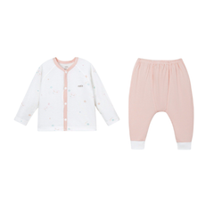 Nous Bộ dài cài thẳng trắng phối hồng Petit