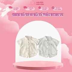 Obebi Bộ sơ mi đũi kẻ thêu BC285 VN