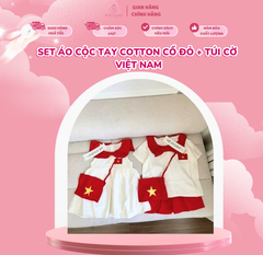 Set áo cộc tay cotton cổ đỏ + túi cờ Việt Nam HH VN