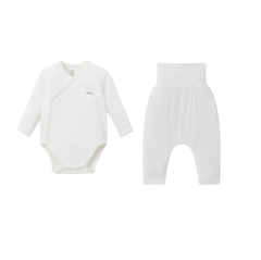 Nous Bộ bodysuit dài tay cài lệch trắng Petit
