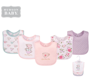  Set 5 món phụ kiện yếm Hudson Baby Luvable TQ - Hồng nhạt tím 