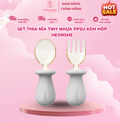 Set thìa nĩa Tiny nhựa PPSU kèm hộp Heorshe TQ