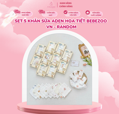 Set 5 khăn sữa aden họa tiết Bebezoo VN - Random