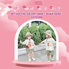 Set áo cộc cờ Việt Nam + quần sooc cotton HH VN