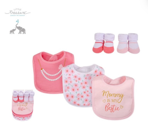  Set 5 món phụ kiện yếm + tất Hudson Baby Luvable TQ - 0-9M 