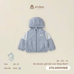 Áo khoác gió có mũ bé trai 25K711 Embes VN