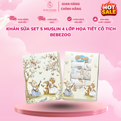 Khăn sữa set 5 muslin 4 lớp họa tiết cổ tích Bebezoo - Random