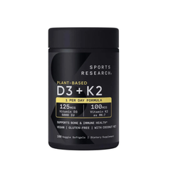 Viên uống bổ sung Vitamin D3 + K2 Sports Research Mỹ 160v