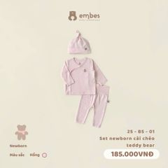 Set newborn cài chéo teddy bear Embes