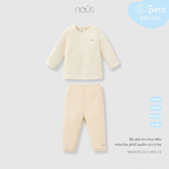 Nous Bộ dài áo chui đầu be phối quần caro be Petit