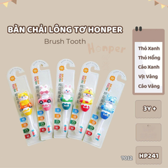 Bàn chải lông tơ Honper Cute Animal HP240 & Brush Tooth HP241 VN dành cho bé 3y+, màu sắc ngẫu nhiên
