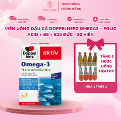 Viên uống dầu cá Doppelherz Omega3 + Folic acid + B6 + B12 Đức - 30 viên