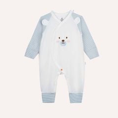 Bu Body dài tay cài chéo tai gấu cotton Newborn