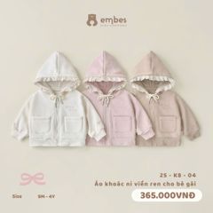 Áo khoác nỉ mũ viền ren 25K804 Embes VN