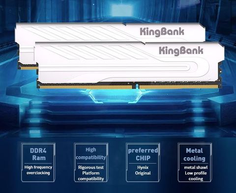RAM KINGBANK KJXS DDR4 3200MHz 16GB UDIMM. TẢN NHIỆT TRẮNG AMD, Intel