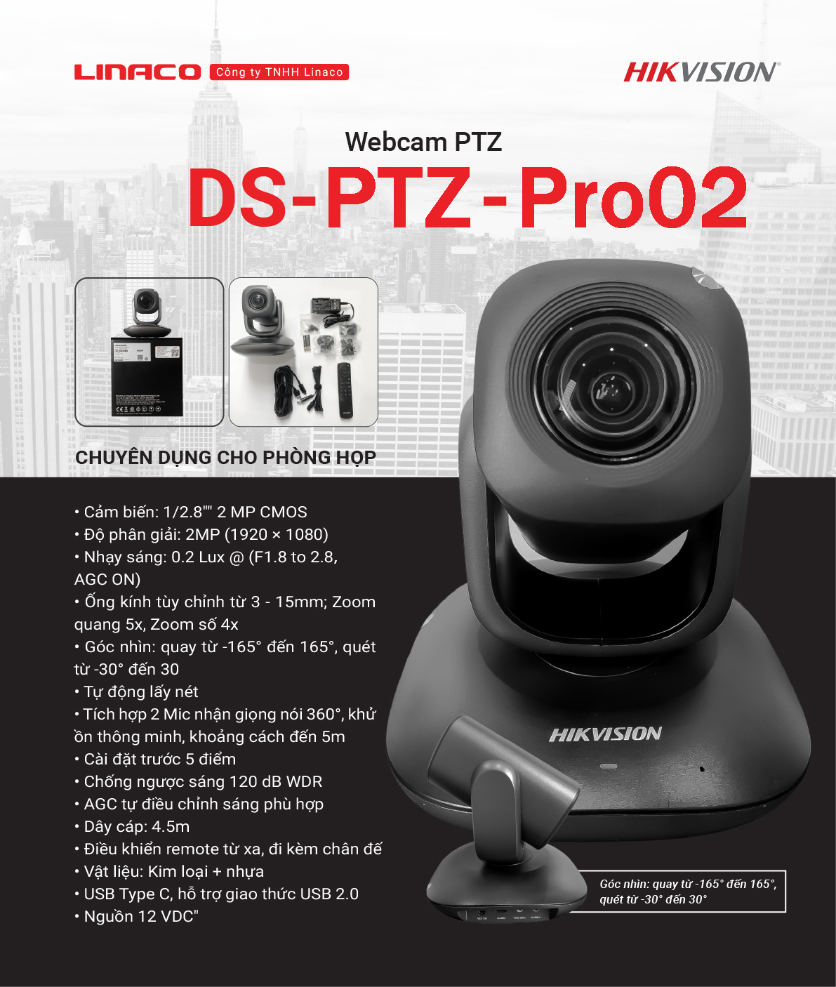 Webcam DS-PTZ Pro02 chuyên dụng cho phòng họp