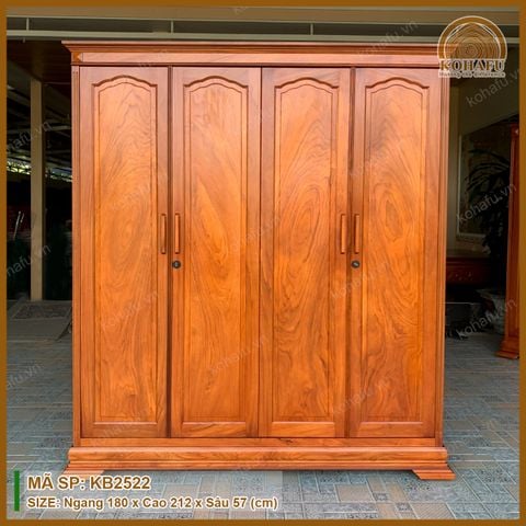 Tủ Gỗ Gõ Đỏ 2 Buồng 4 Cánh KB2522