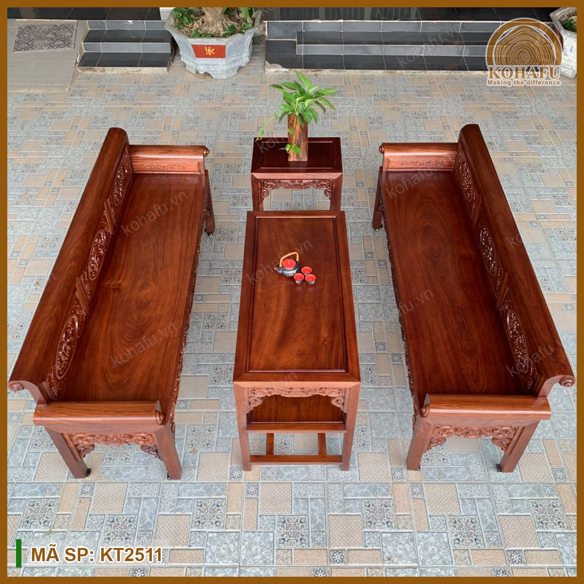 Bộ Bàn Ghế Trường Kỷ Gỗ Lim Xanh KT2511