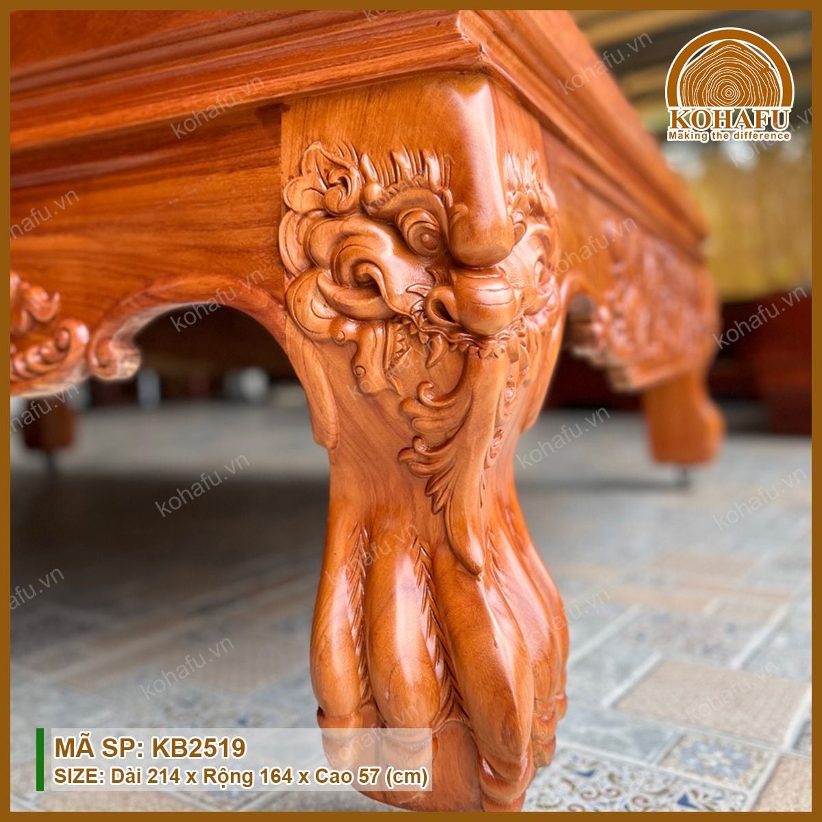 Đi Văng Gỗ Gõ Đỏ KB2519