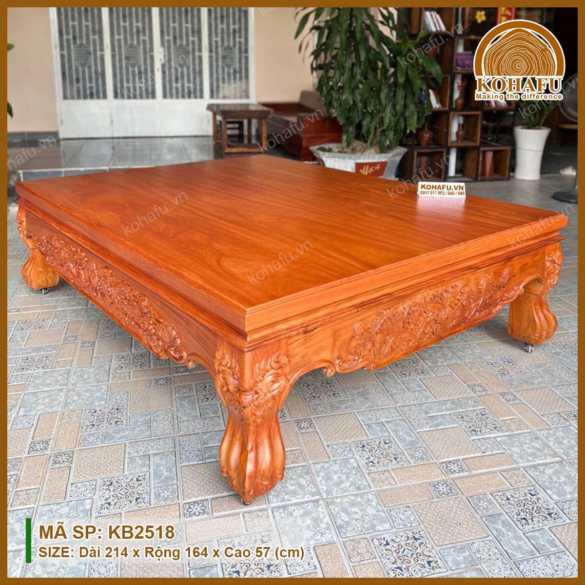 Đi Văng Gỗ Gõ Đỏ KB2518