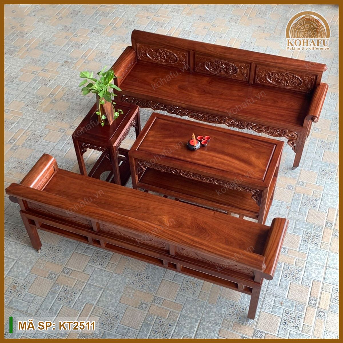 Bộ Bàn Ghế Trường Kỷ Gỗ Lim Xanh KT2511