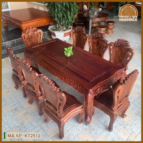Bộ Bàn 8 Ghế Gỗ Xà Cừ KT2512
