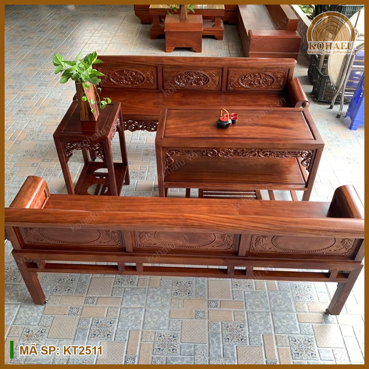 Bộ Bàn Ghế Trường Kỷ Gỗ Lim Xanh KT2511