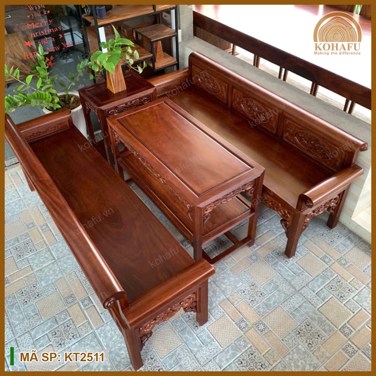 Bộ Bàn Ghế Trường Kỷ Gỗ Lim Xanh KT2511