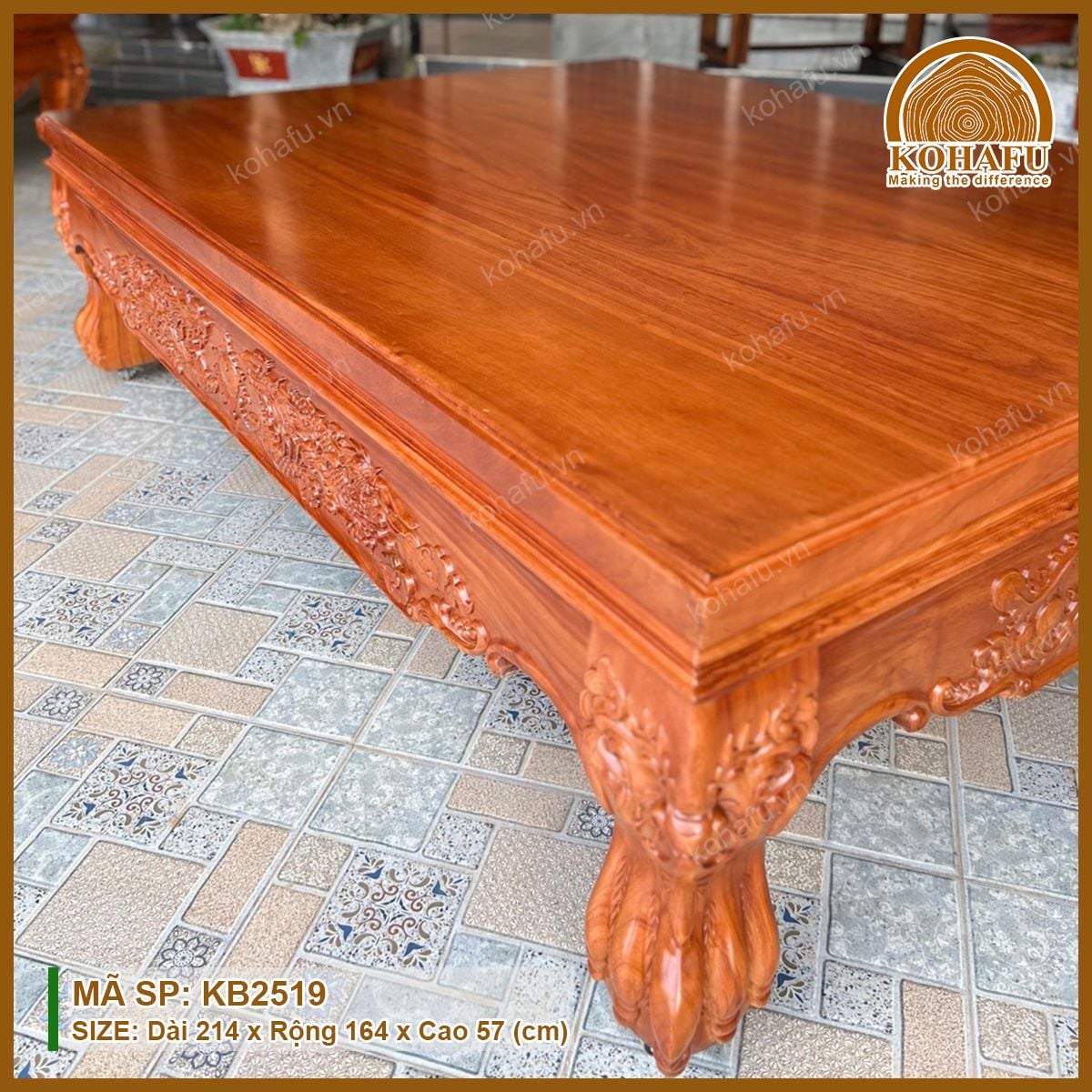 Đi Văng Gỗ Gõ Đỏ KB2519