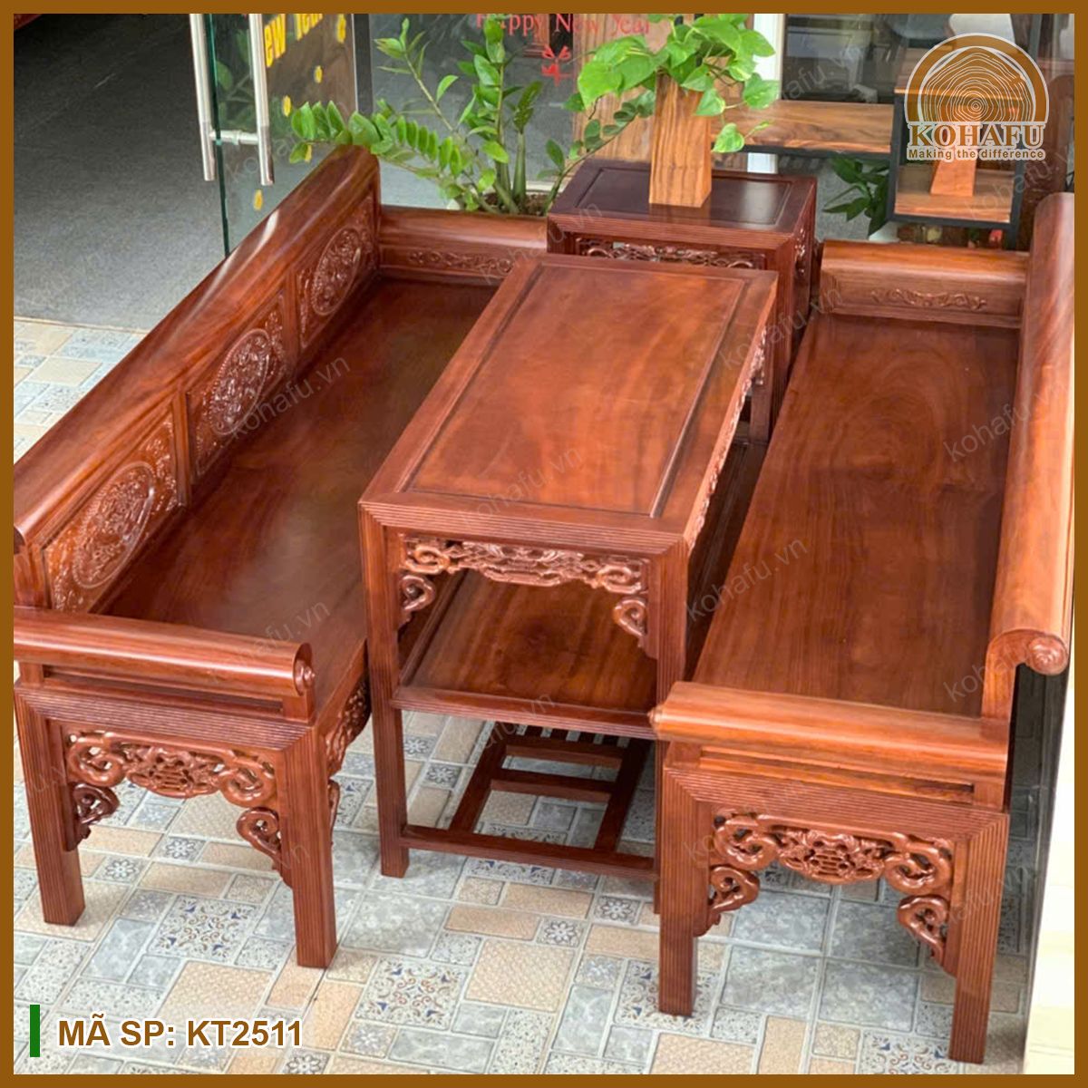 Bộ Bàn Ghế Trường Kỷ Gỗ Lim Xanh KT2511